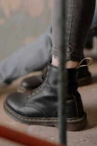black leather boots