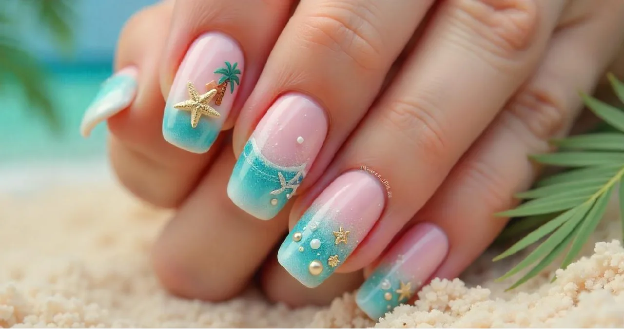 25 Cute Summer Beach Nails for Marine Vacation